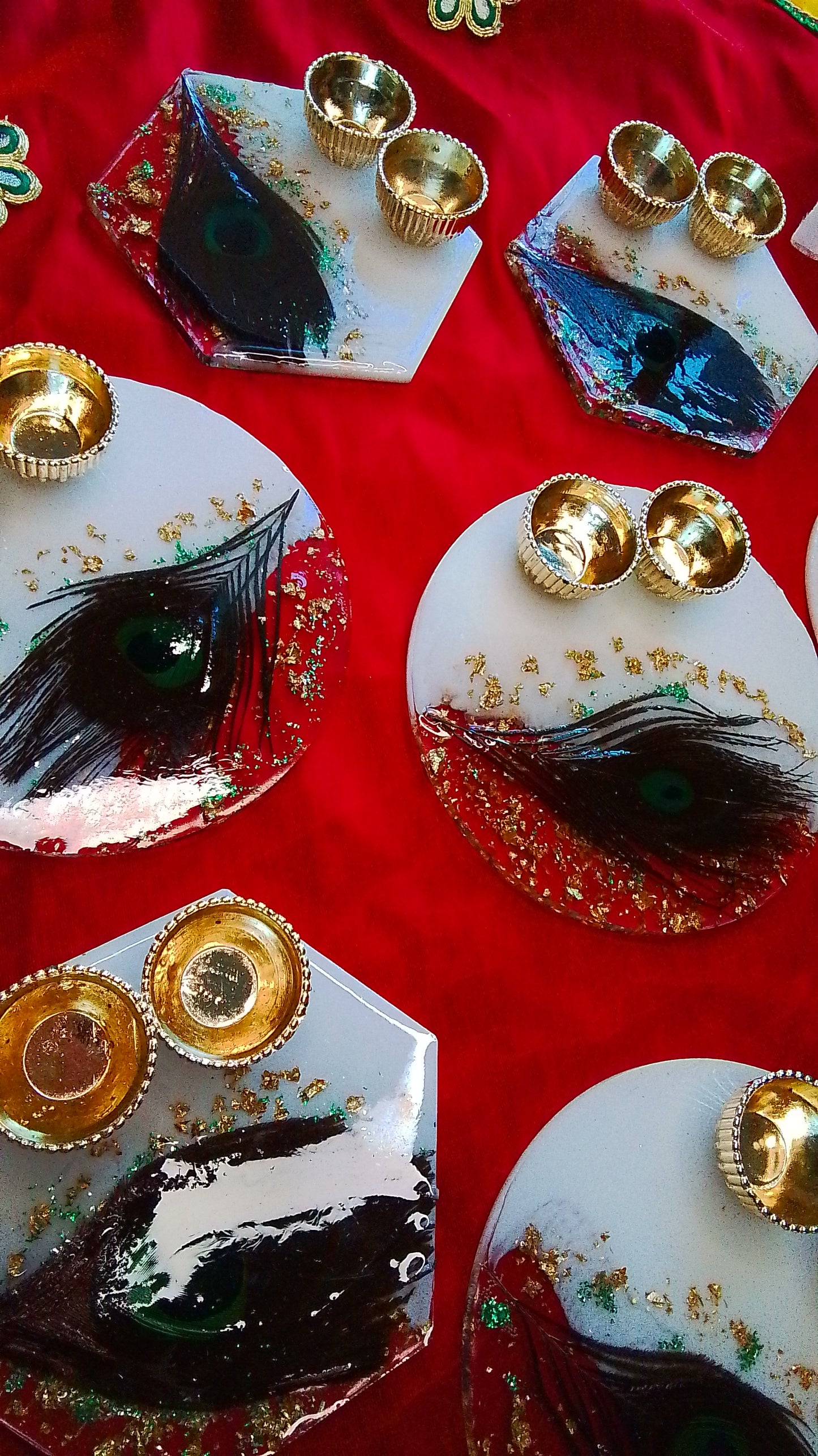 Morpankh/Peacock Feathers Resin Coasters