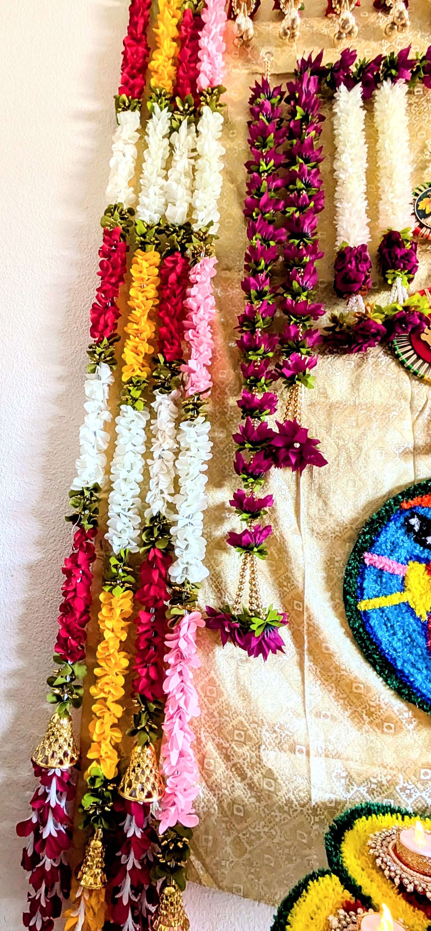5Ft Fabric Garlands with Bell Danglers( 2 pieces)