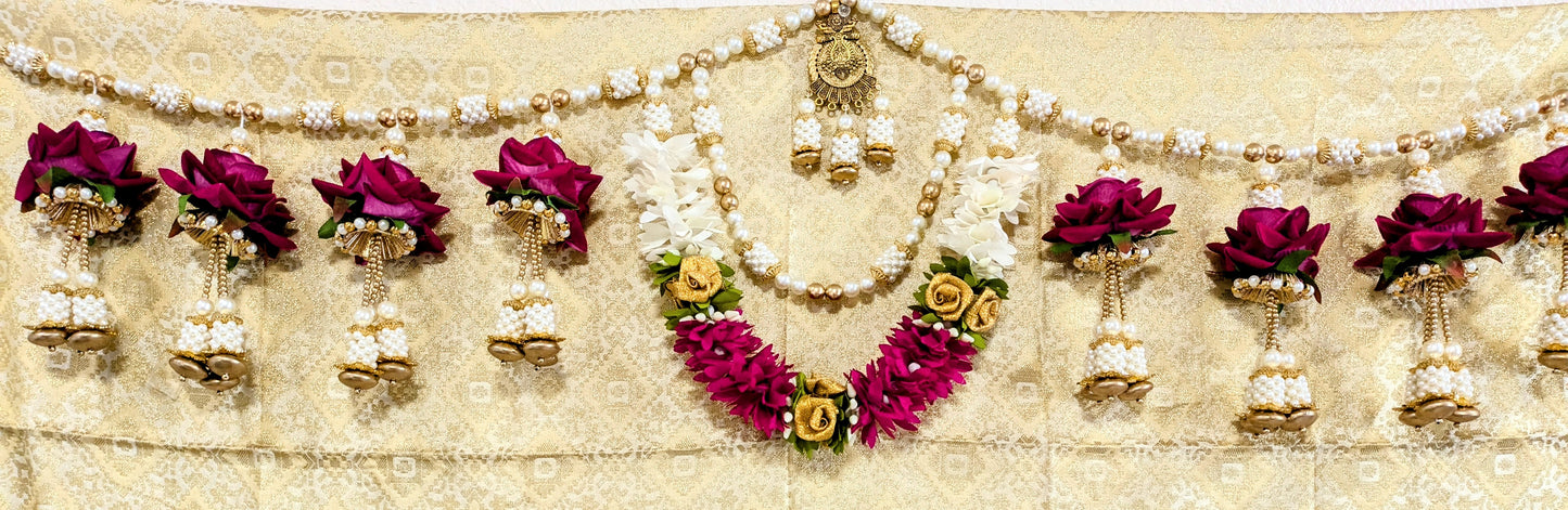 Rose and Fabric Pearl Toran