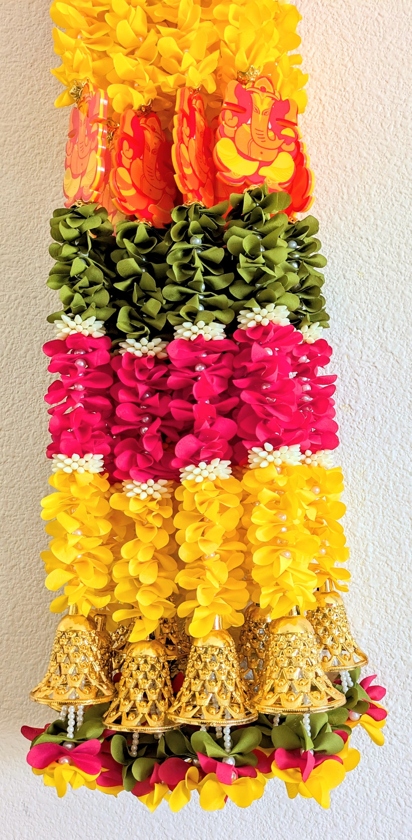 Ganesha Fabric Flower Hanging ( Pair )3 ft