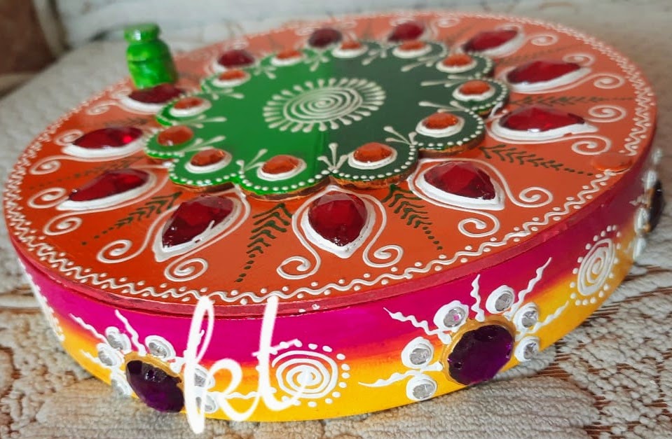 Handmade Wooden Decorative Dry Fruit Box | Diwali Box | Traditional Gift Box | Holi Color Box