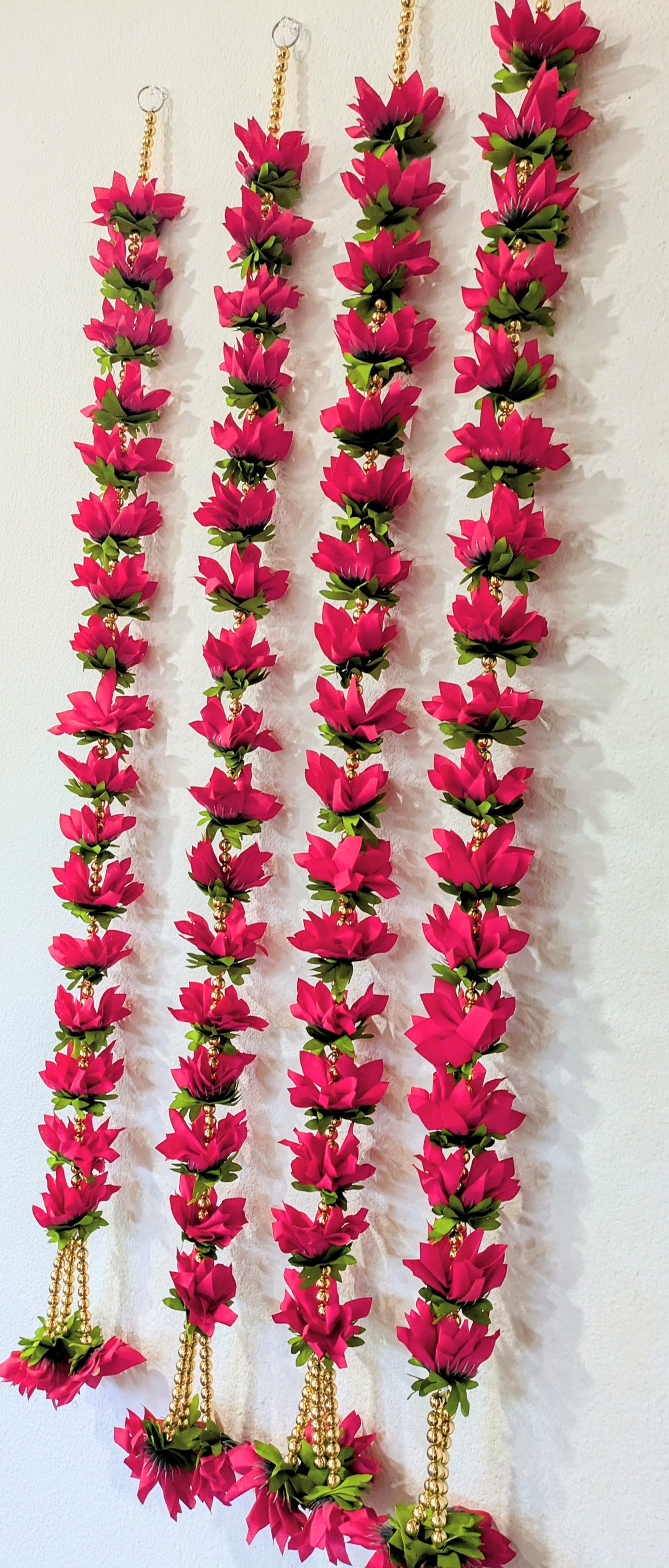 Fabric flower 3ft Hanging with golden danglers (Pair )