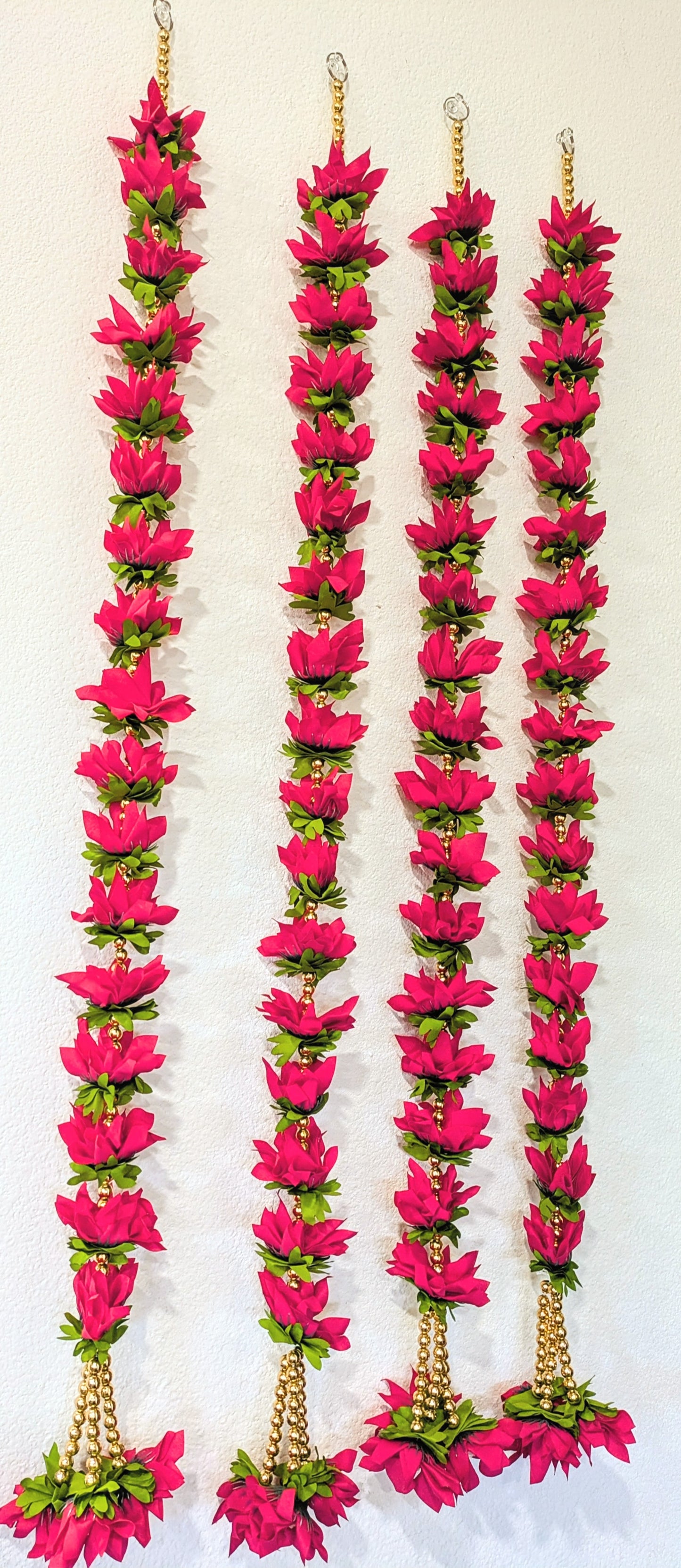 Fabric flower 3ft Hanging with golden danglers (Pair )