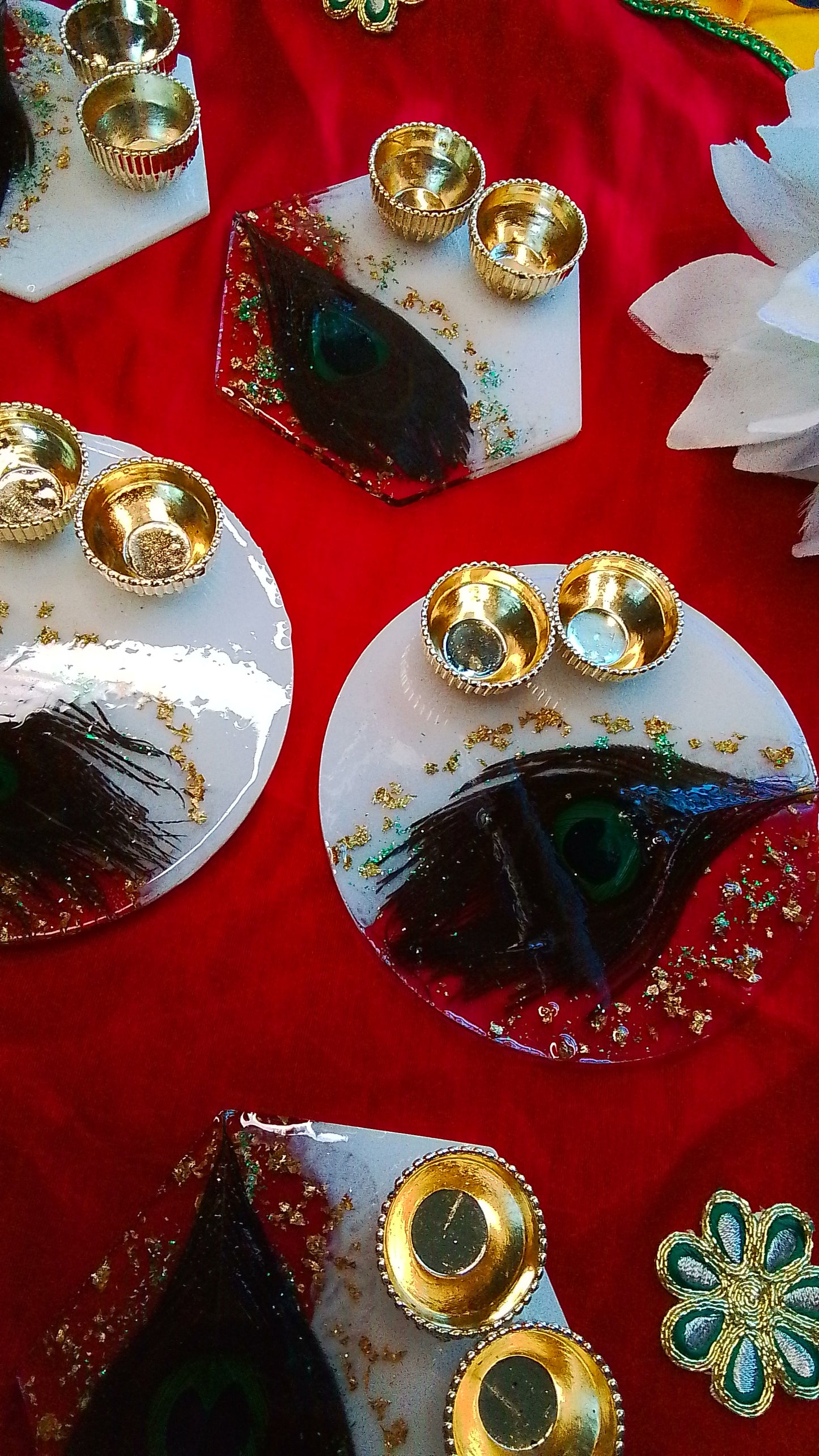 Morpankh/Peacock Feathers Resin Coasters