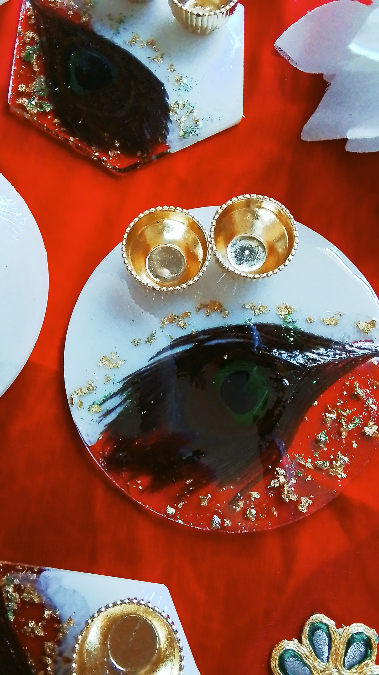 Morpankh/Peacock Feathers Resin Coasters