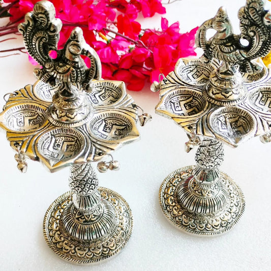 Peacock 5  Wick Deepak Samai in silver(Pair)