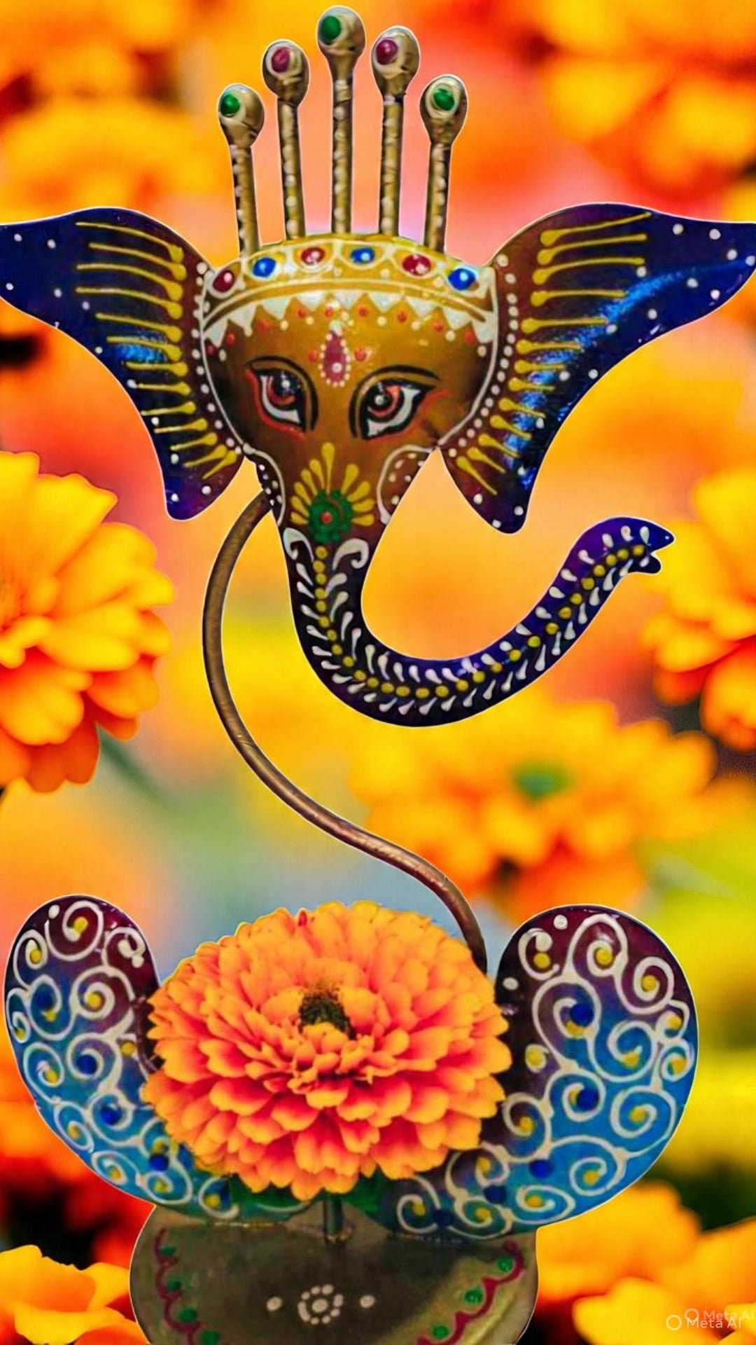Metal Ganesha T light Stand
