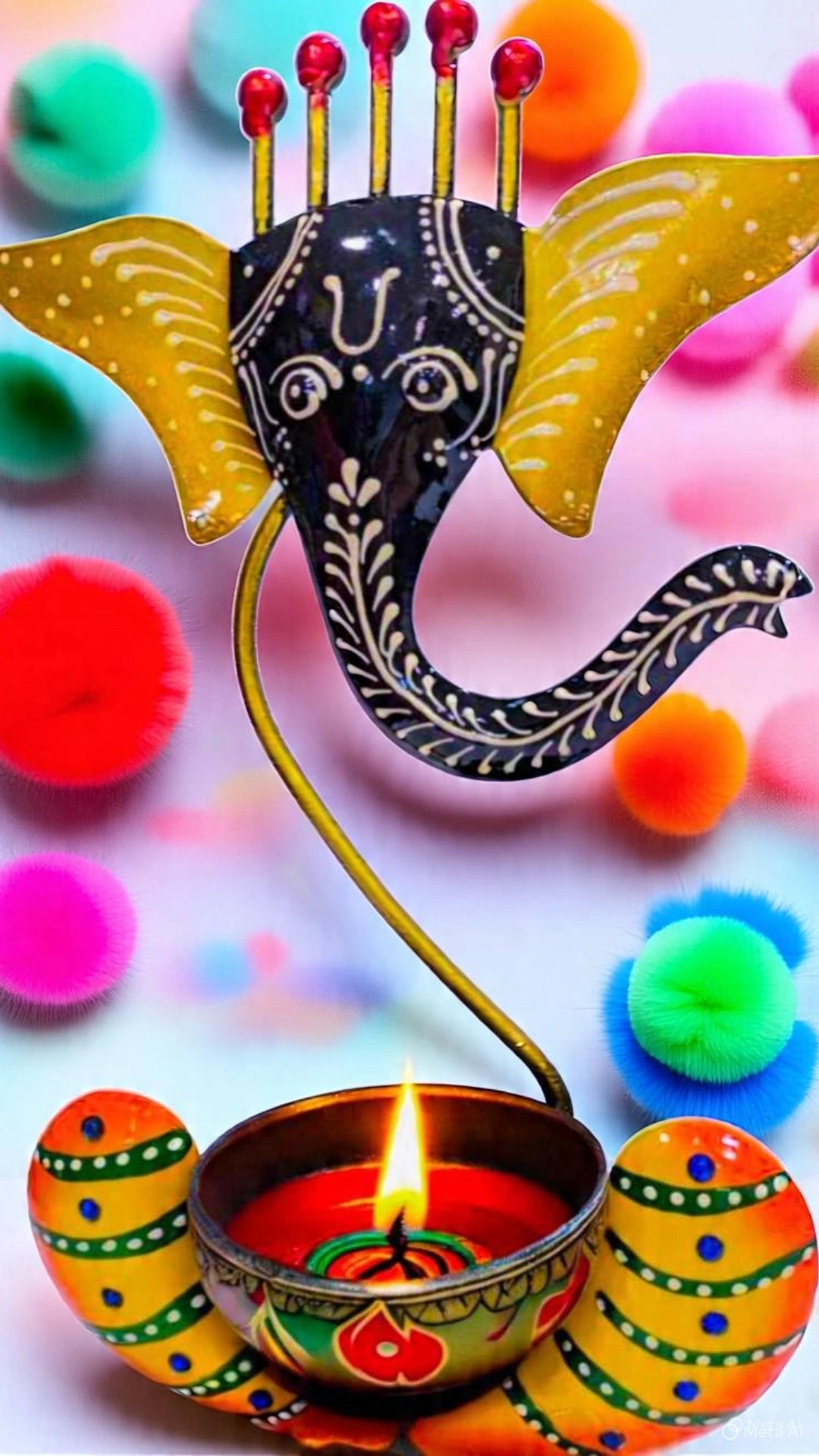 Metal Ganesha T light Stand
