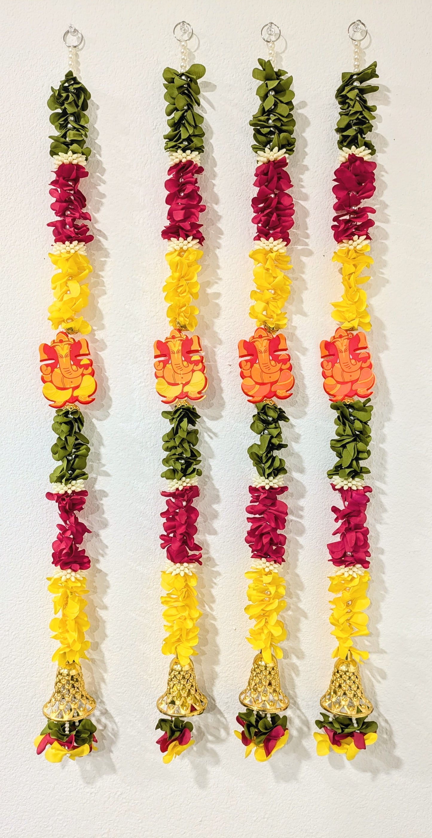 Ganesha Fabric Flower Hanging ( Pair )3 ft