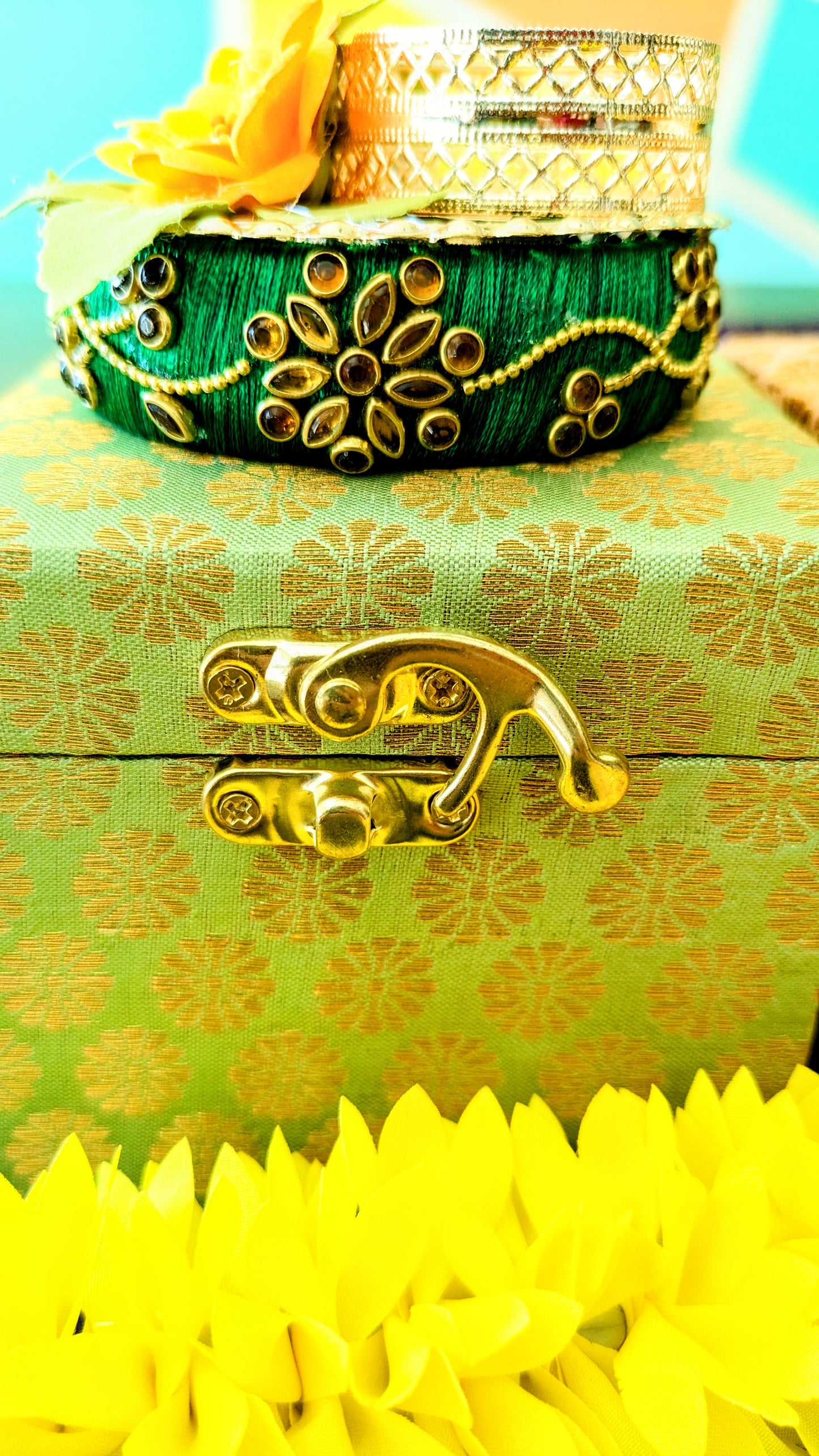 Stone studded Silk Bangle T-LIGHT Holder/Diya