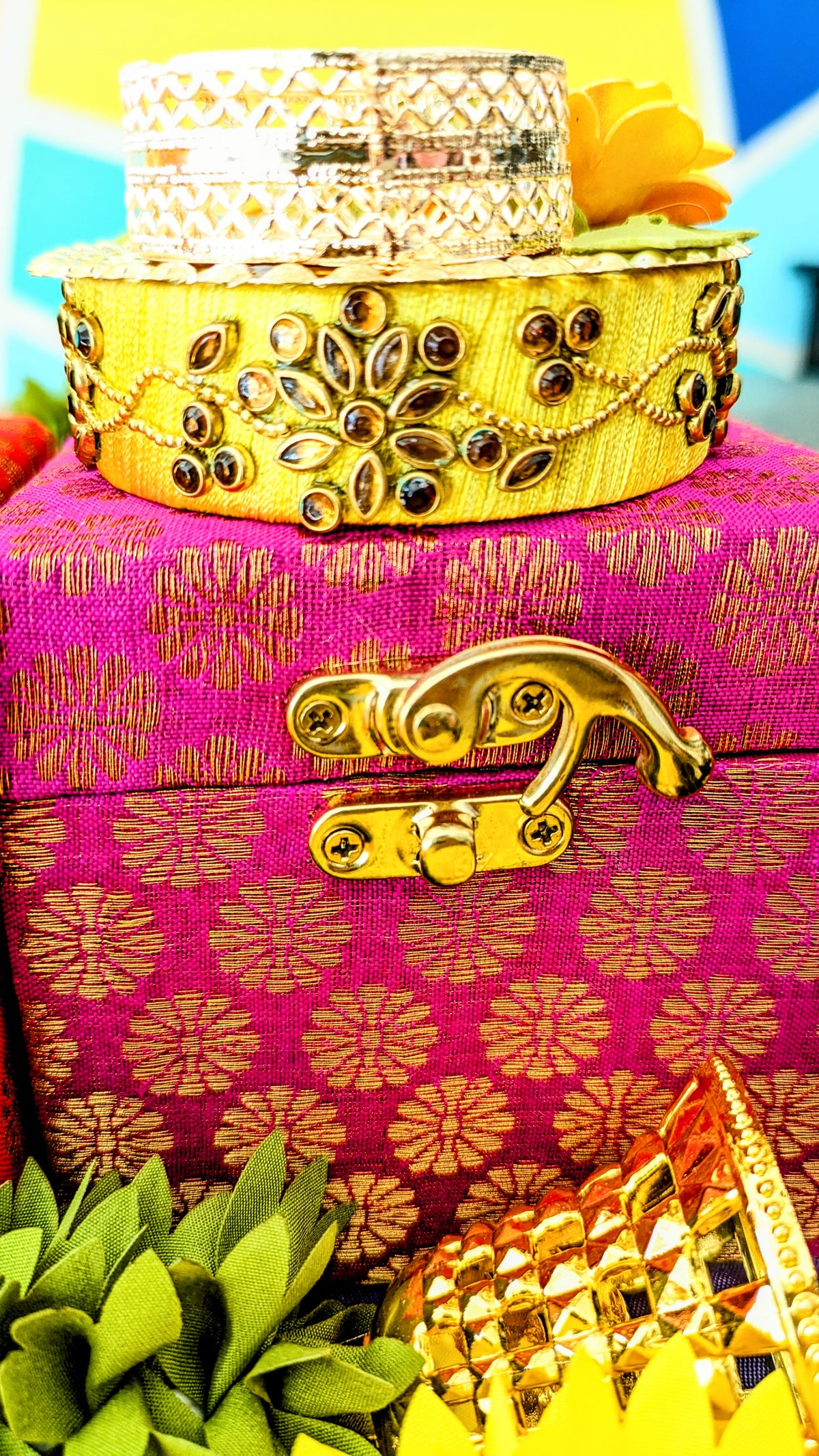 Stone studded Silk Bangle T-LIGHT Holder/Diya