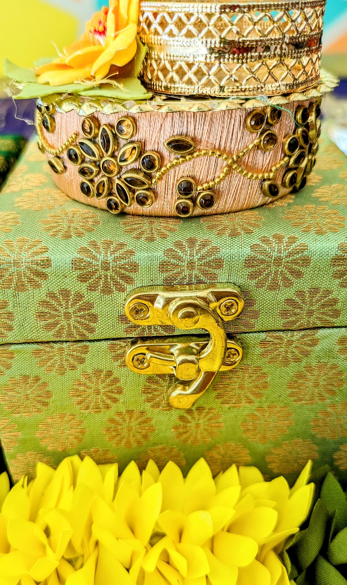 Stone studded Silk Bangle T-LIGHT Holder/Diya