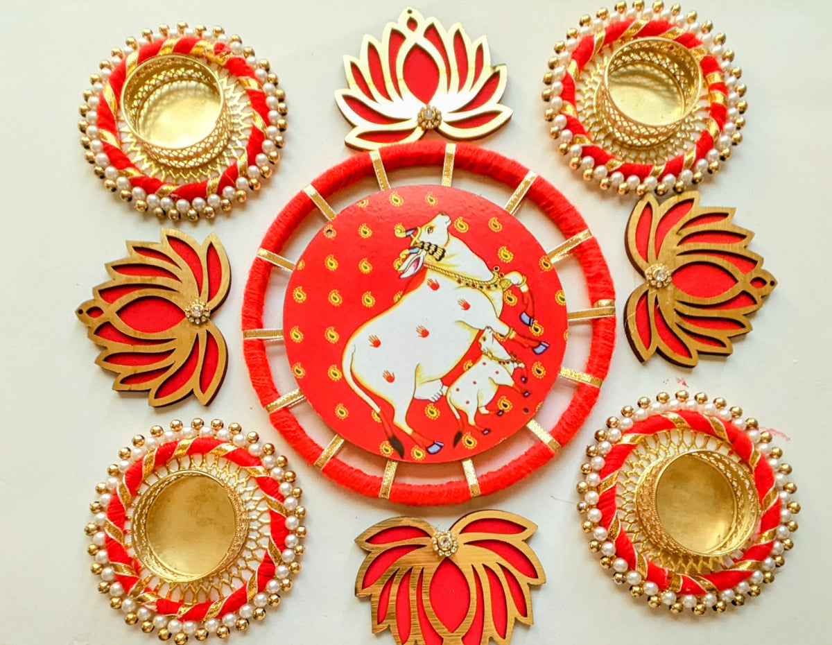 Pichwai Cow Gajra Rangoli Set
