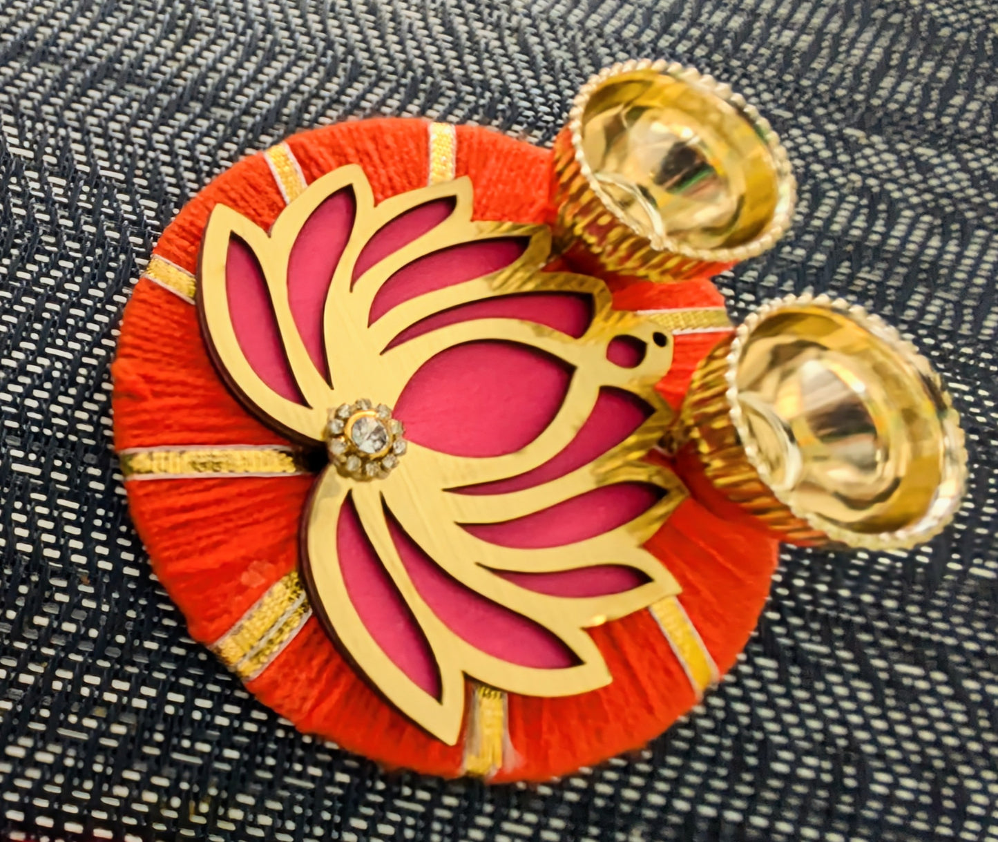 Lotus Kumkum Holder Thali