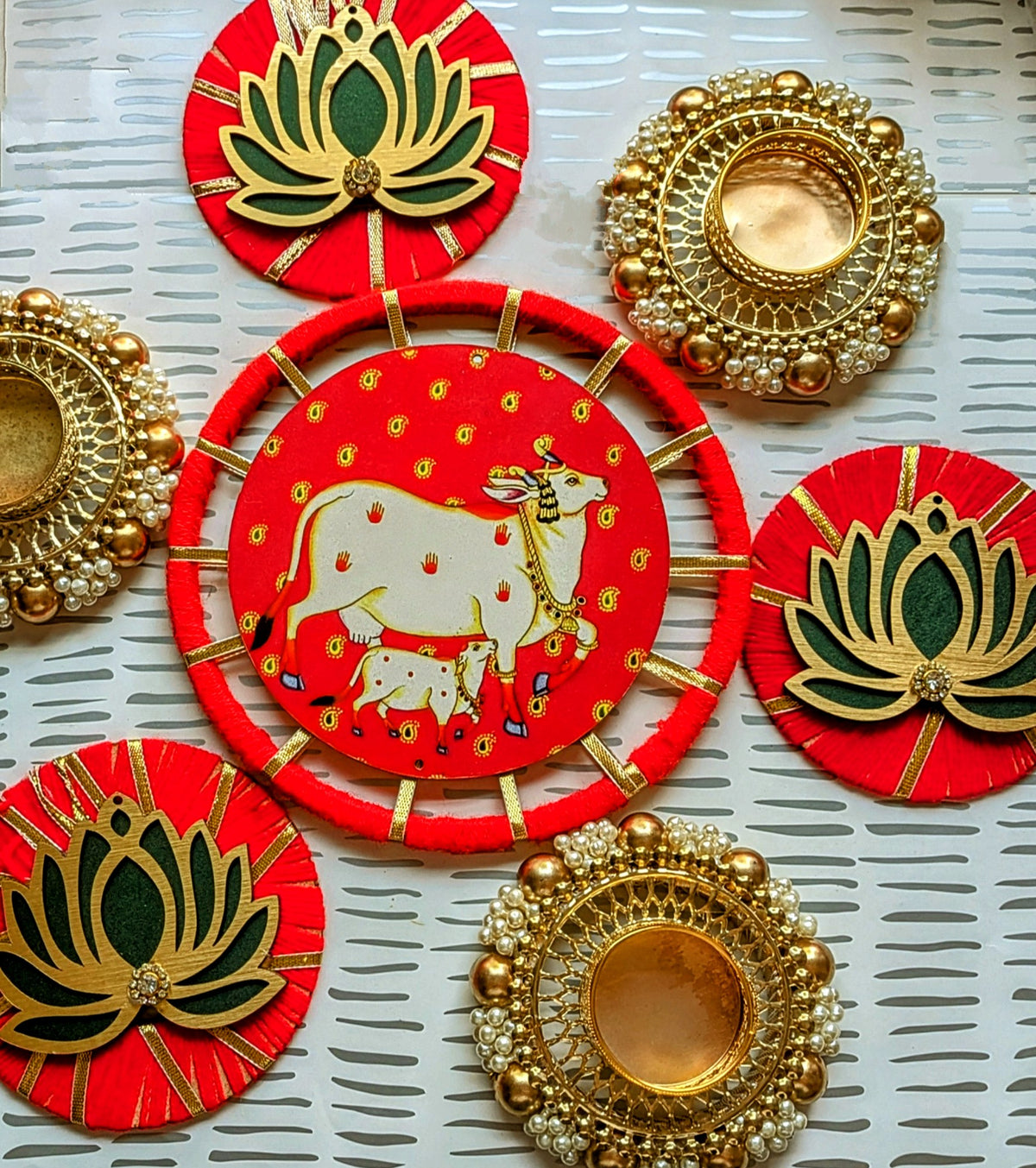 Pichwai Cow Gajra Rangoli Set