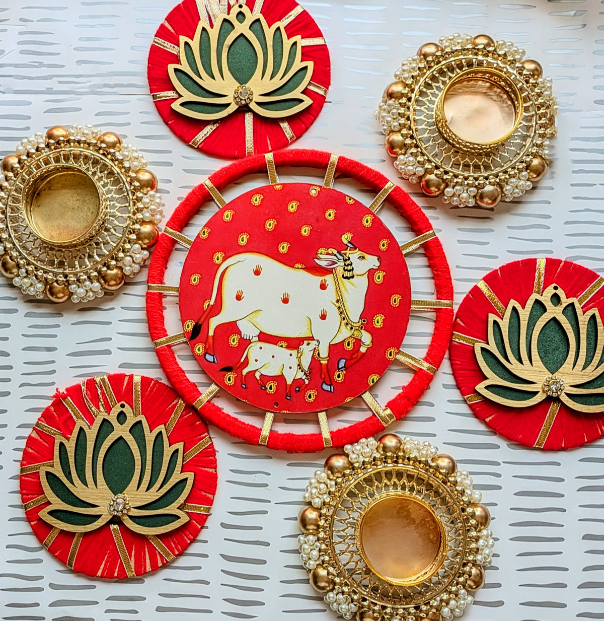 Pichwai Cow Gajra Rangoli Set