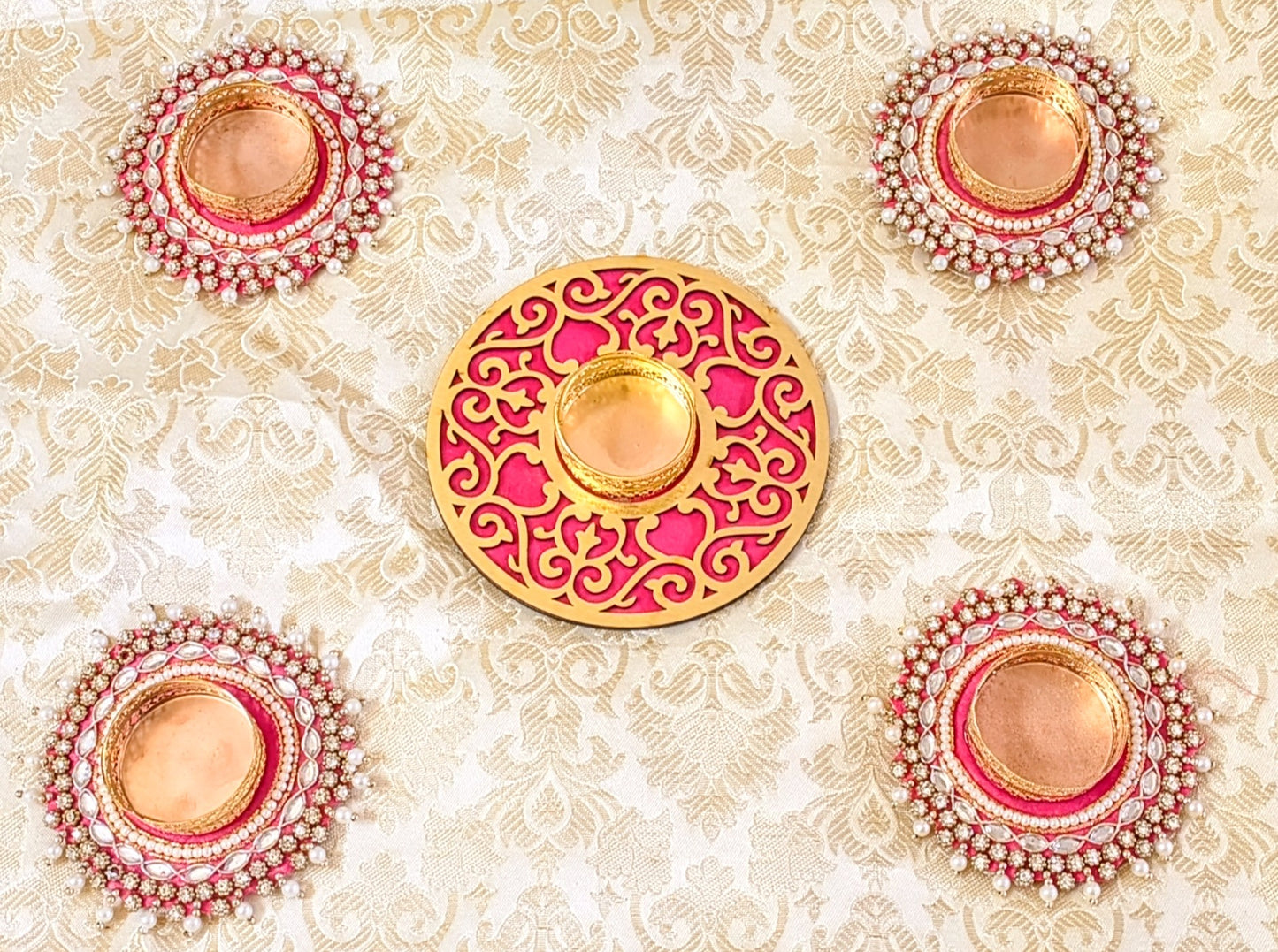 MDF Stone studded Rangoli Diya Set