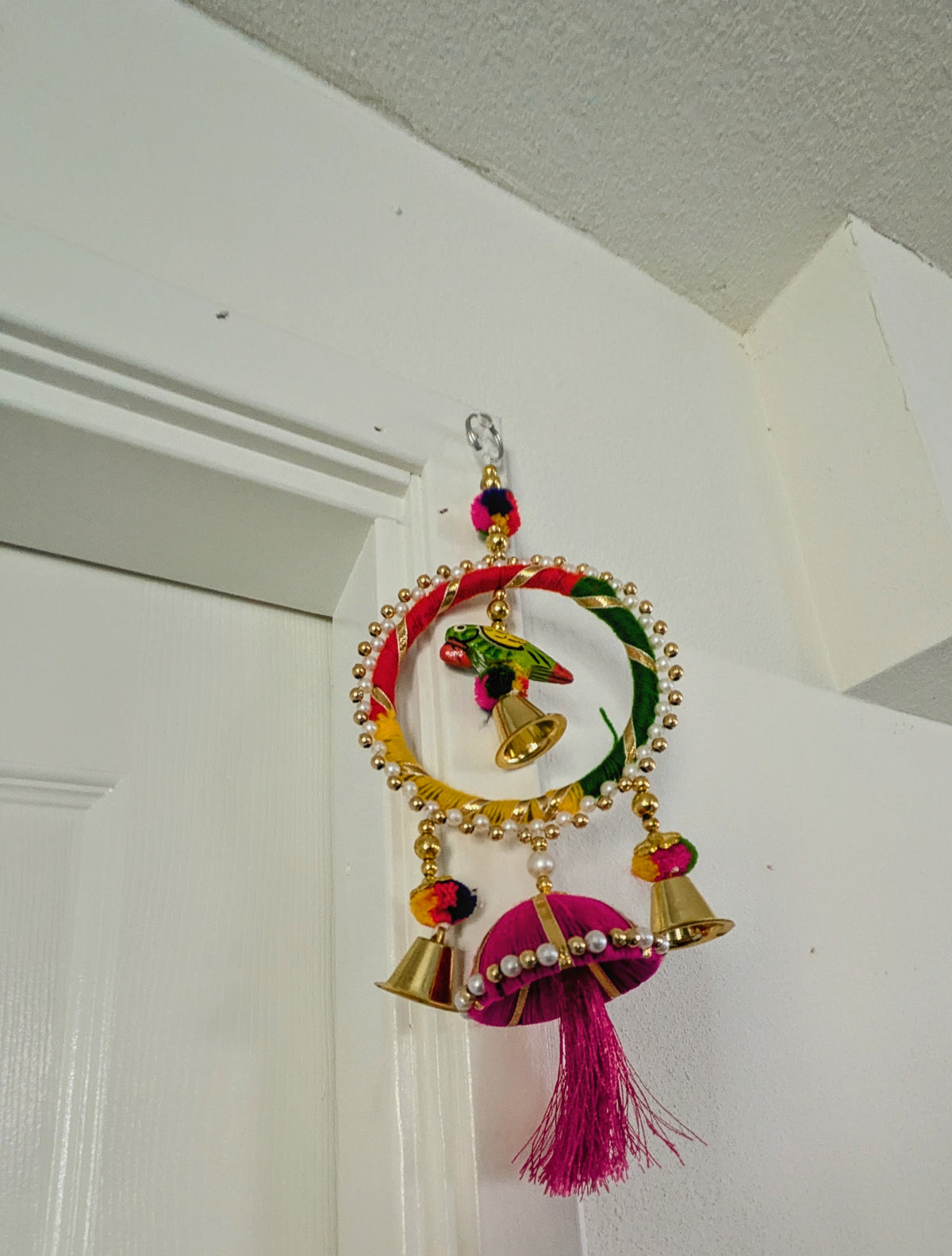 Parrot Ring bird Hanging ( Pair )Outdoor Patio, Diwali, Thanksgiving, Hanukkah, Mantle Stairs Puja Indian Wedding Decor( Pack of 2 )