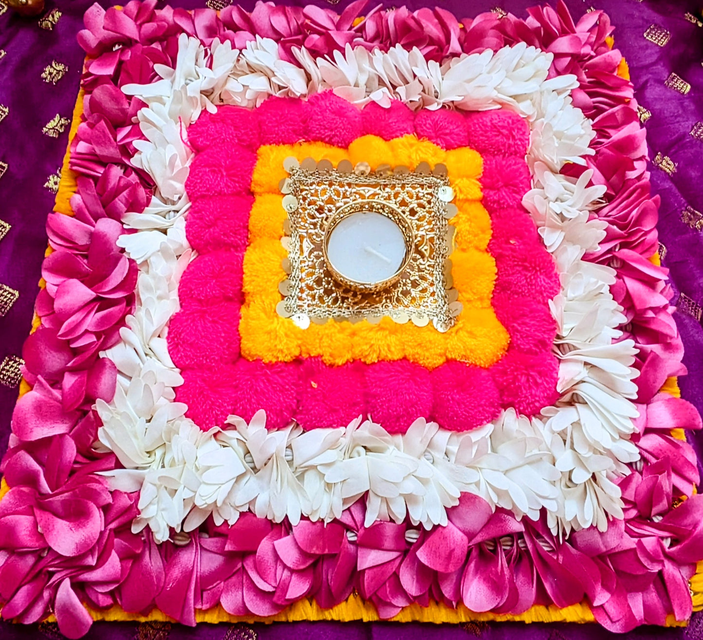 Fabric Flower Rangoli Mat