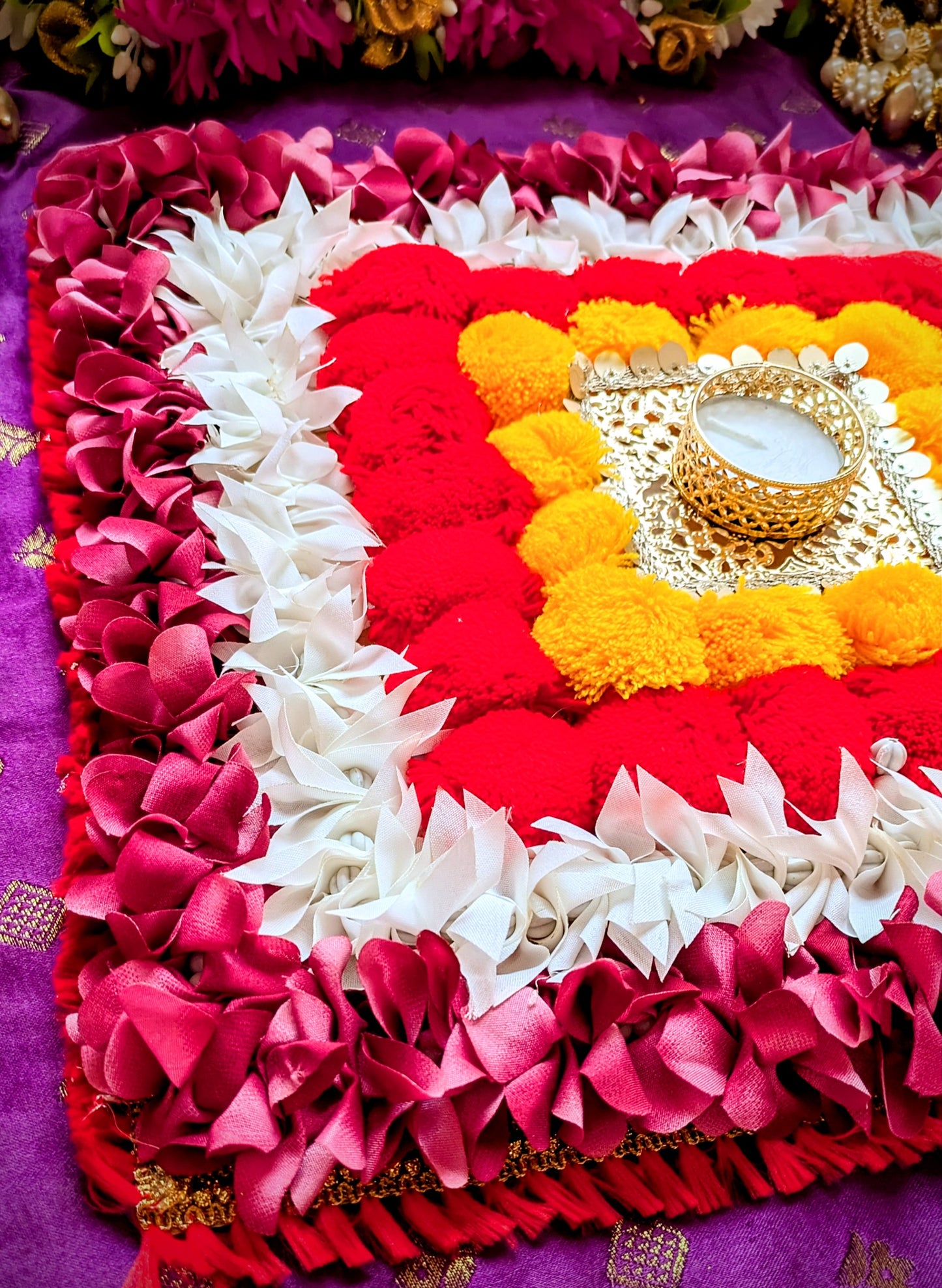 Fabric Flower Rangoli Mat