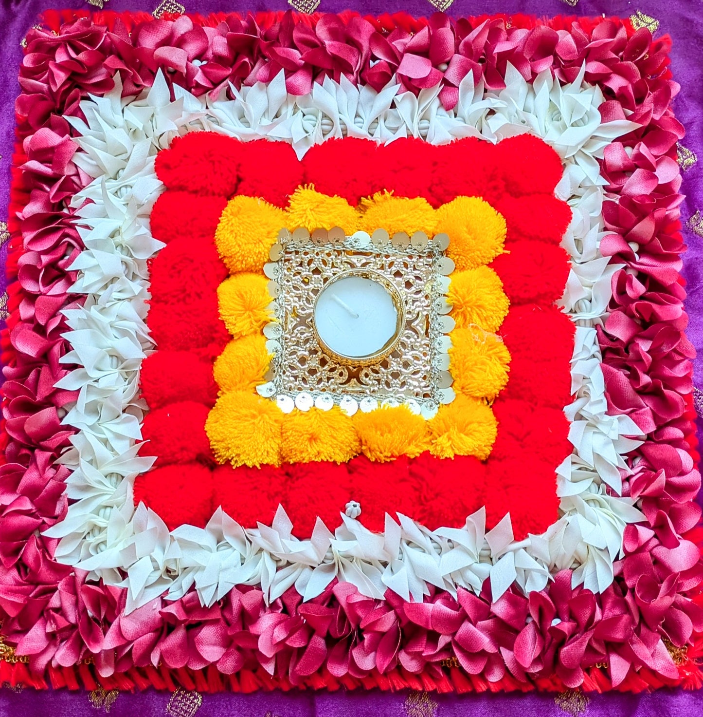 Fabric Flower Rangoli Mat