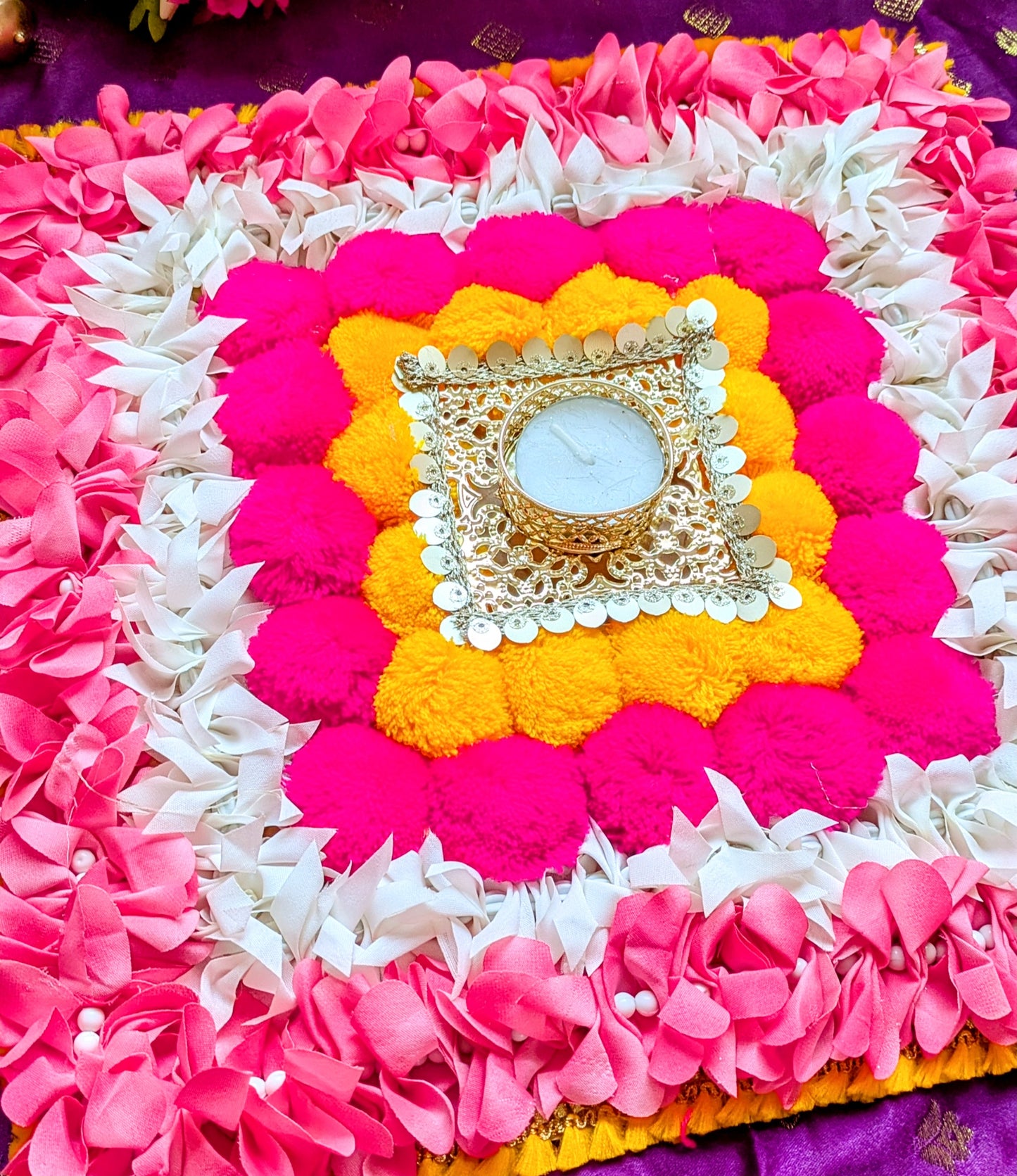 Fabric Flower Rangoli Mat