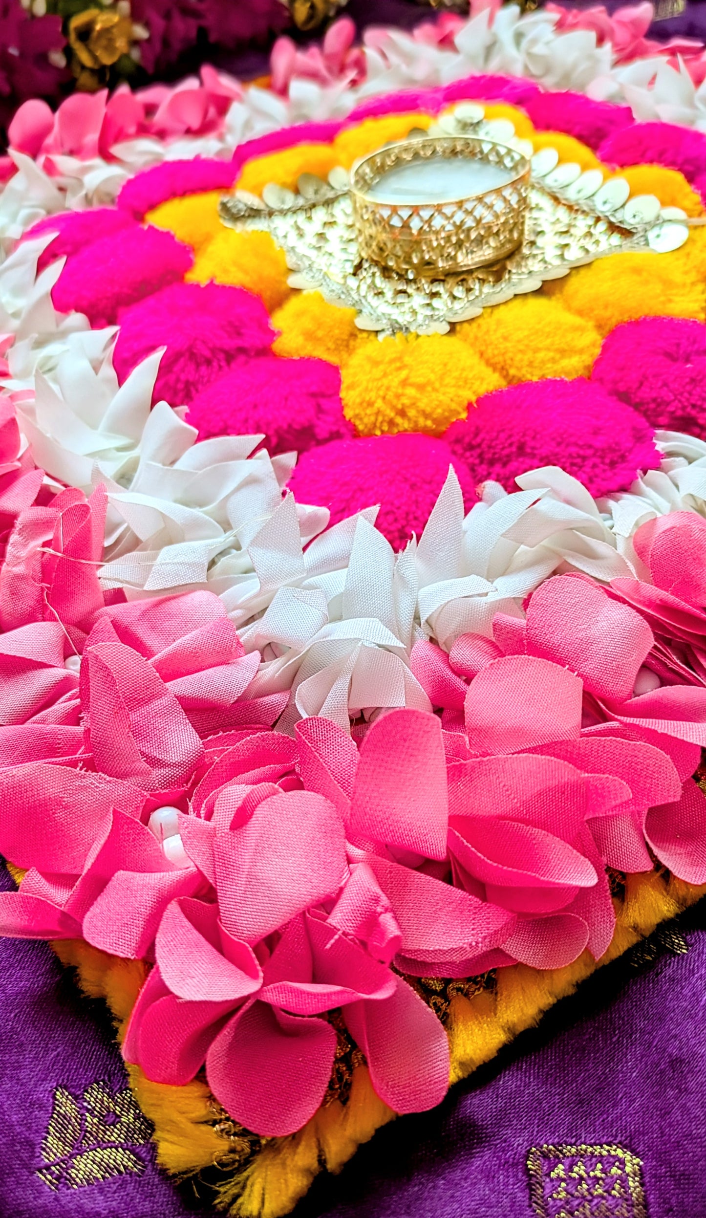 Fabric Flower Rangoli Mat
