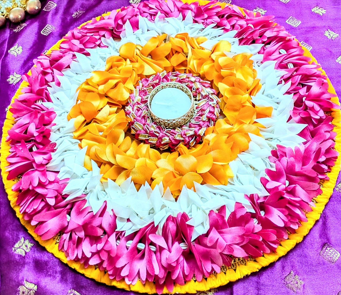 Fabric Flower Rangoli Mat