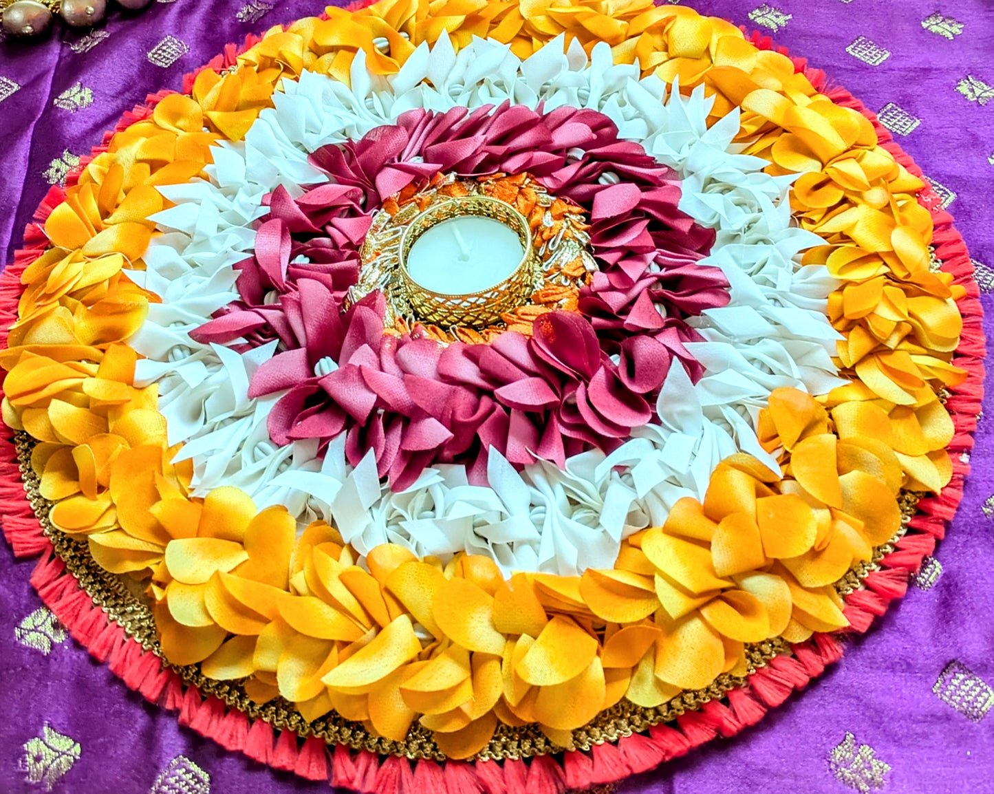 Fabric Flower Rangoli Mat
