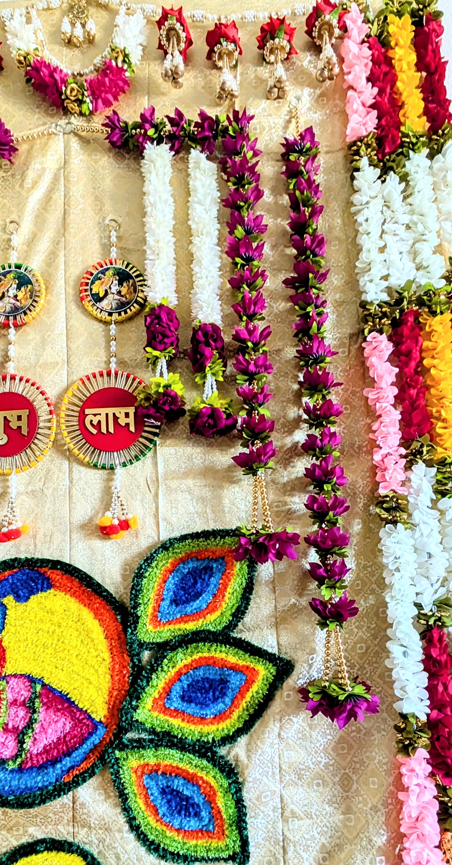 5Ft Fabric Garlands with Bell  Danglers( 2 pieces)