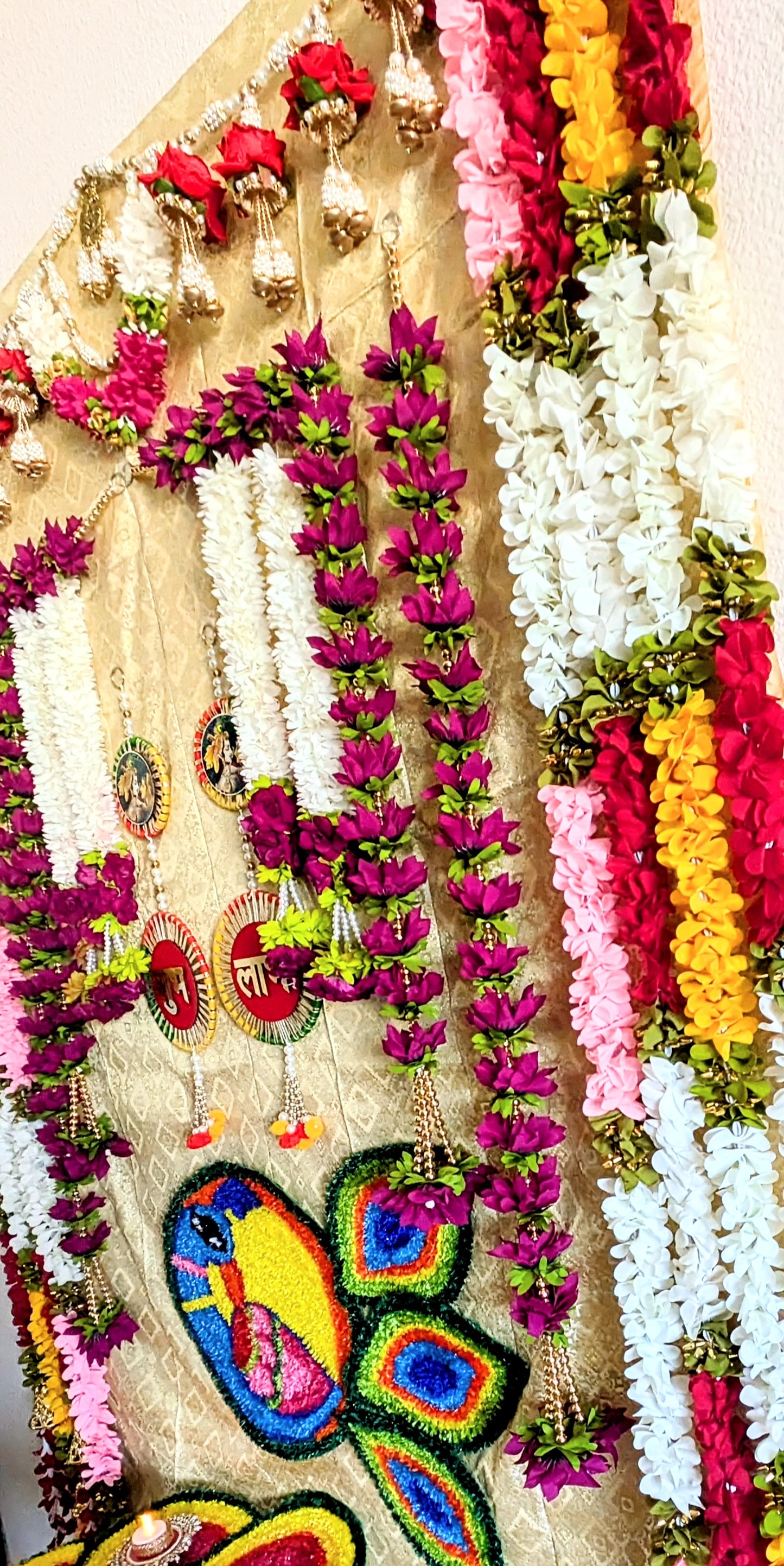 5Ft Fabric Garlands with Bell  Danglers( 2 pieces)