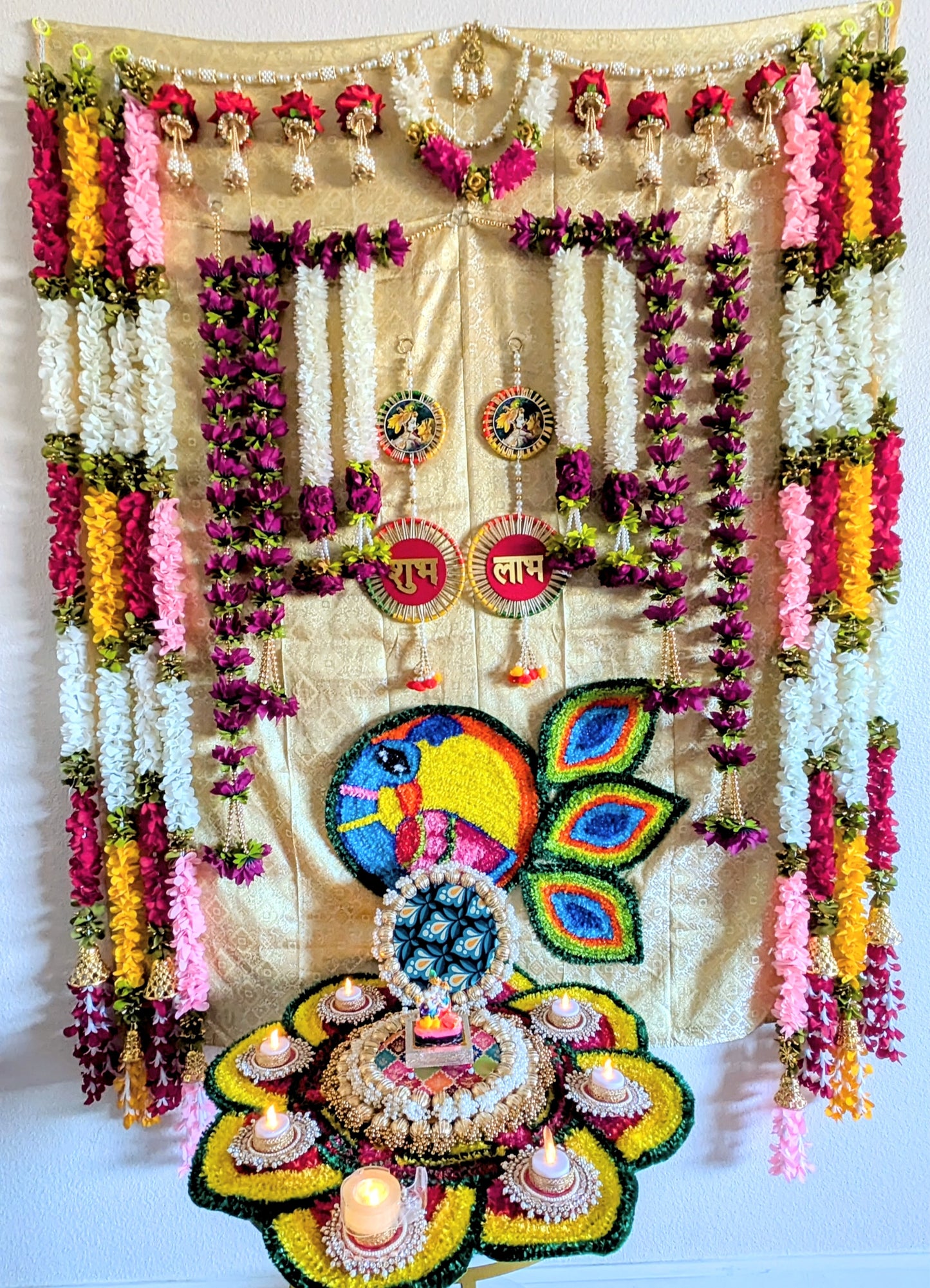 5Ft Fabric Garlands with Bell  Danglers( 2 pieces)