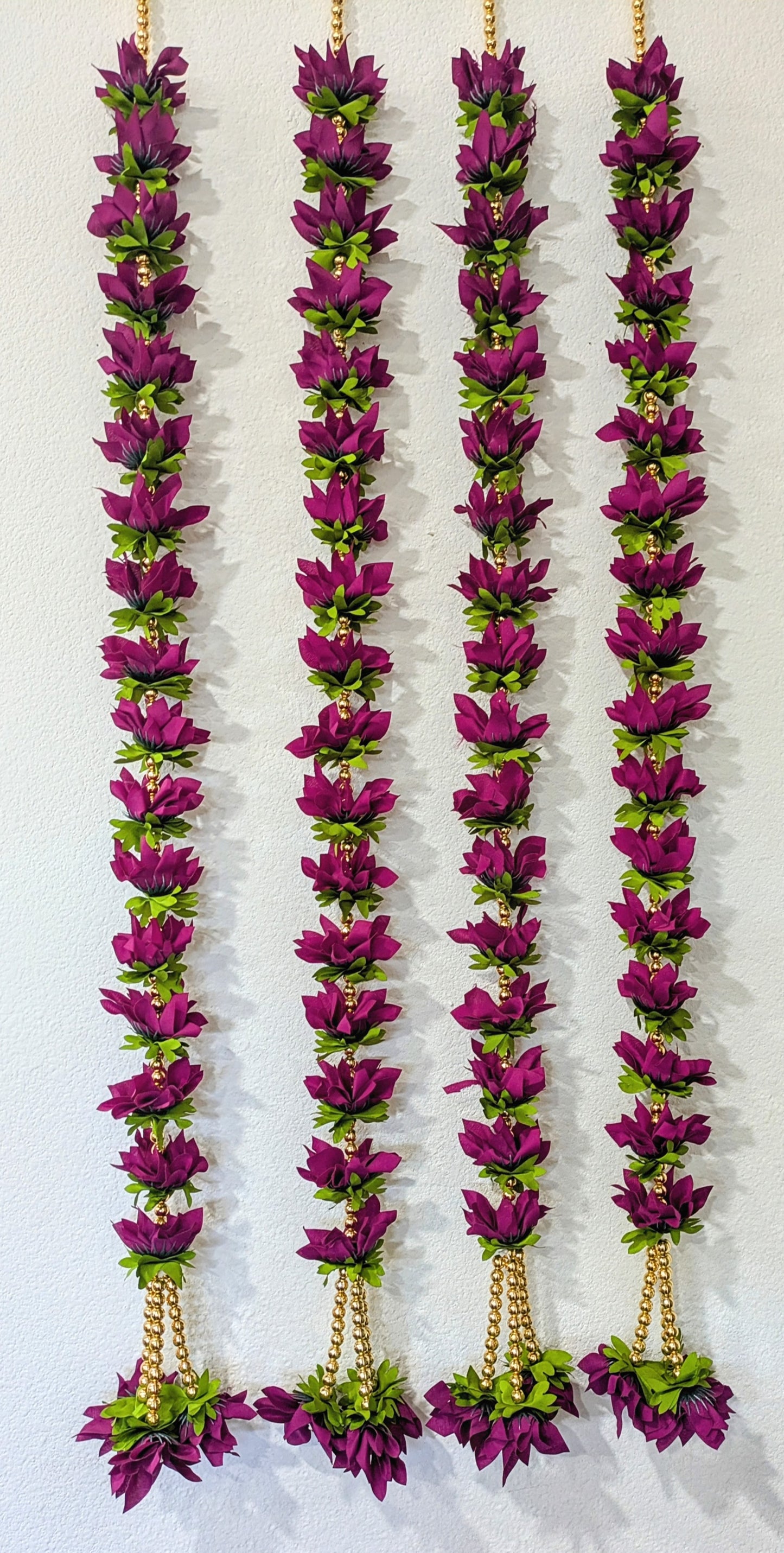 Fabric flower 3ft Hanging with golden danglers (Pair )