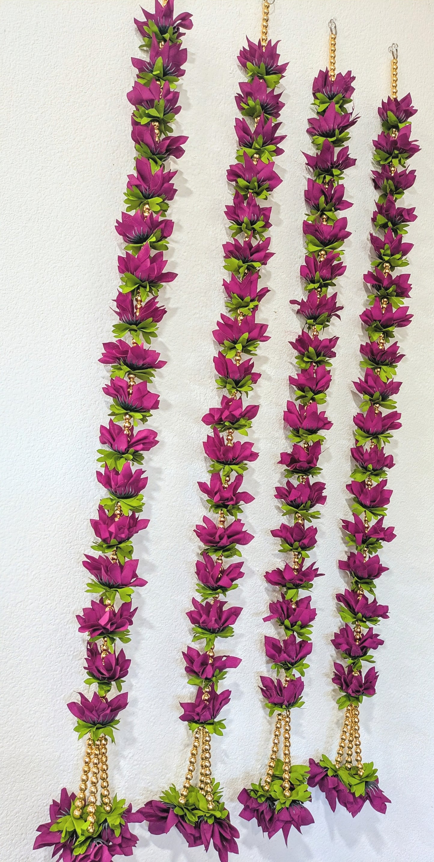 Fabric flower 3ft Hanging with golden danglers (Pair )