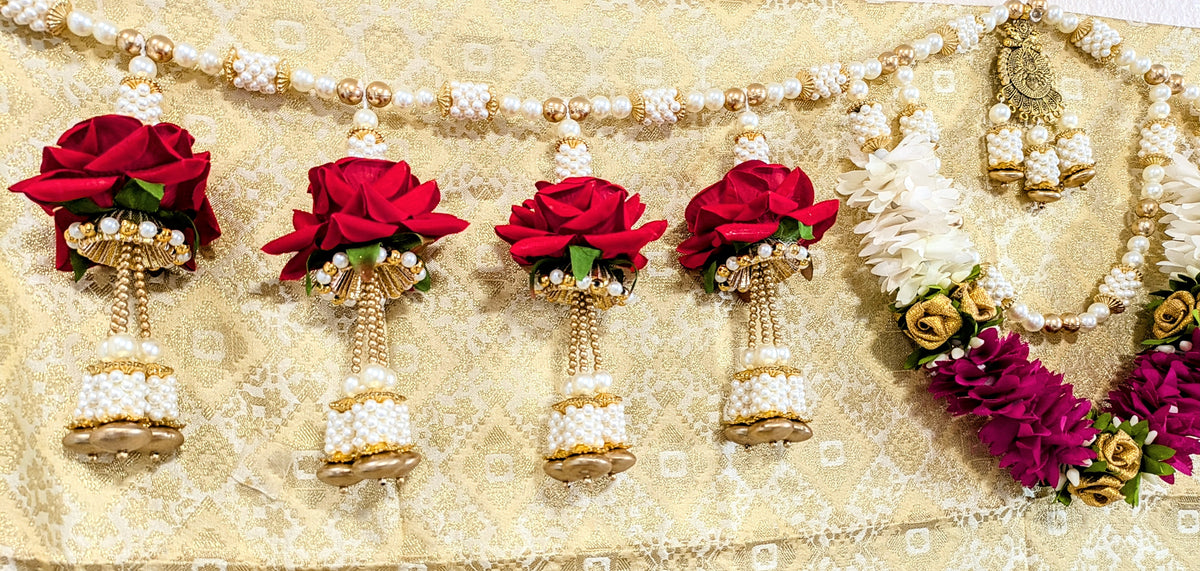 Rose and Fabric Pearl Toran
