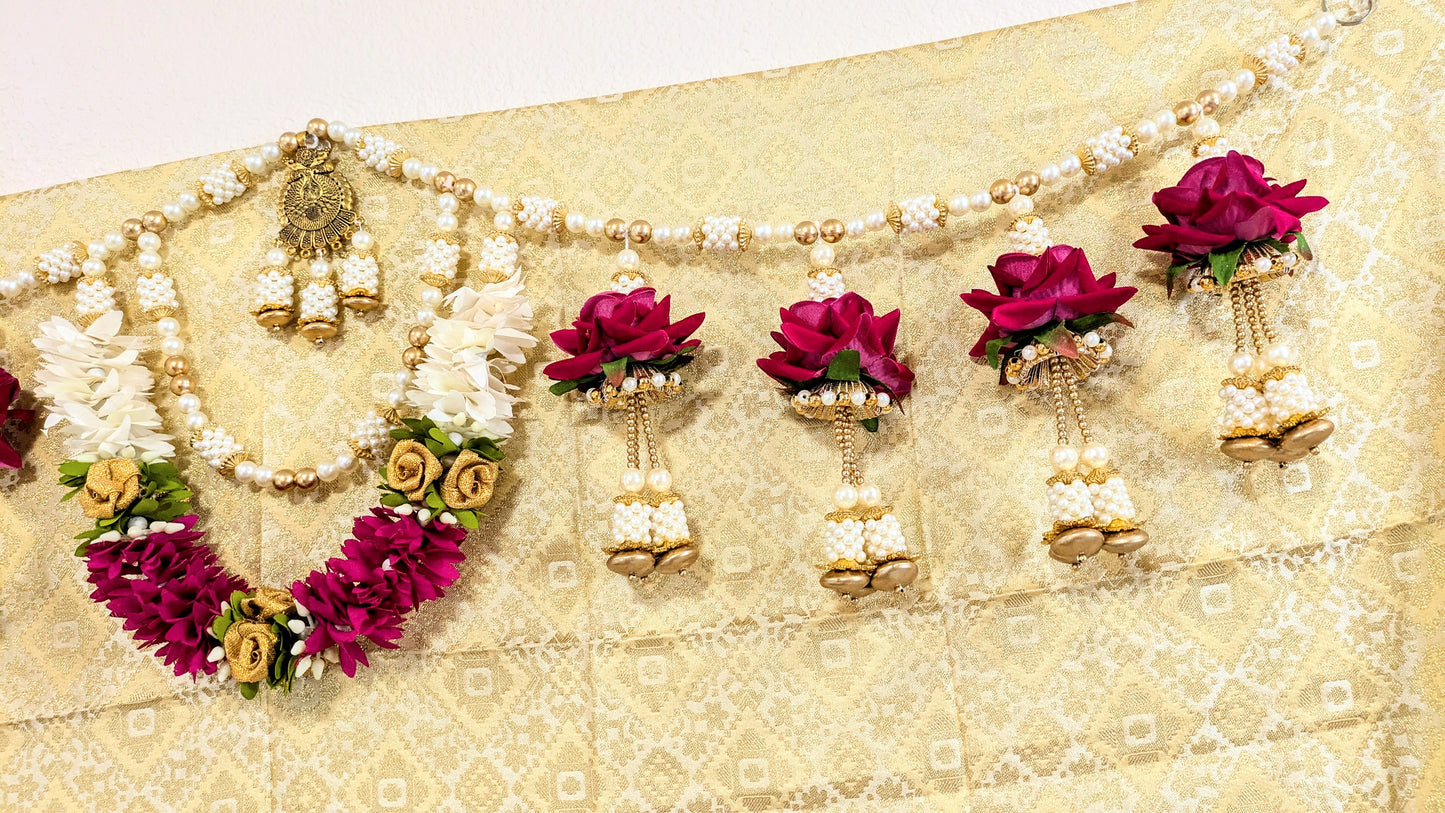 Rose and Fabric Pearl Toran