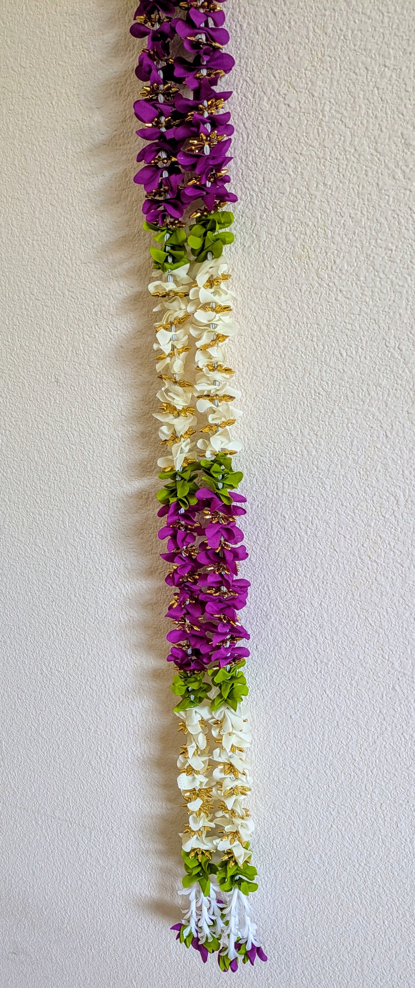 Fabric flower with gold flowers Garland hanging 5ft ( Pair )