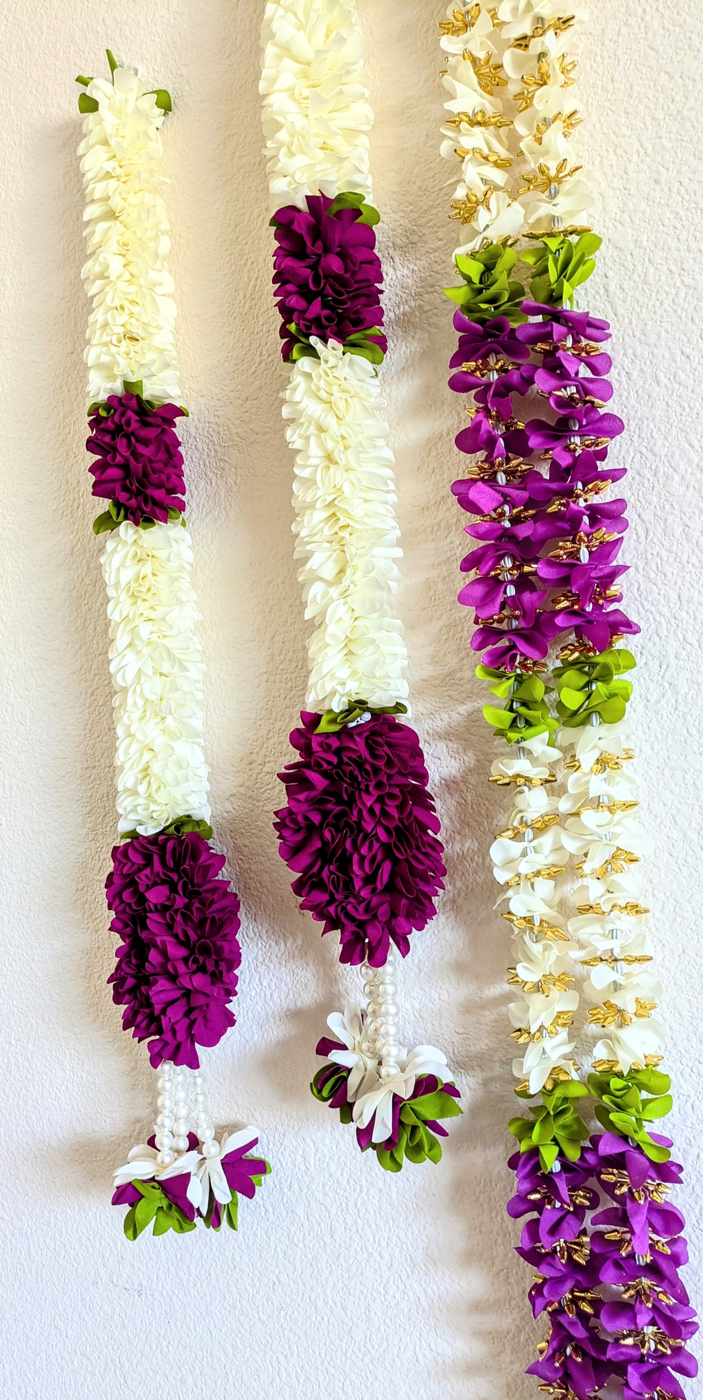 Fabric flower with gold flowers Garland hanging 5ft ( Pair )