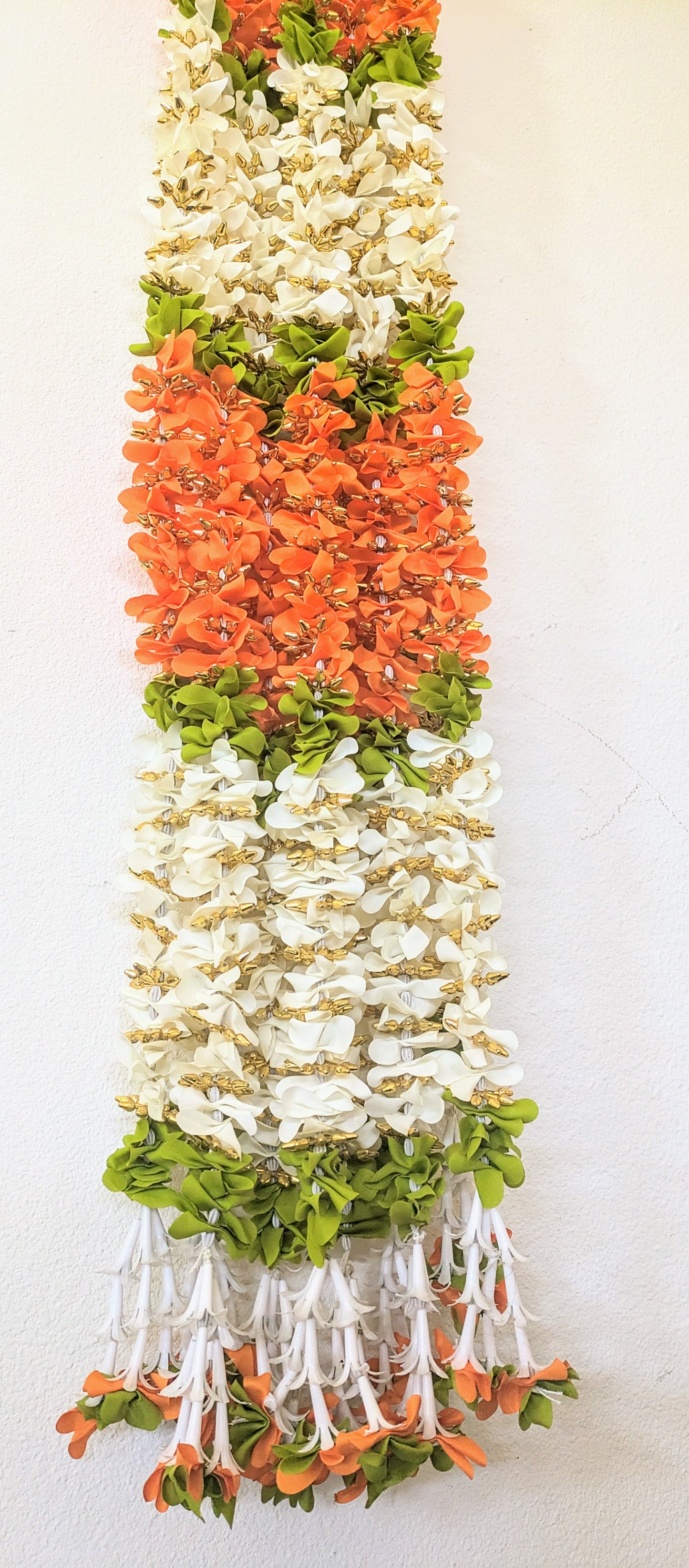 Fabric flower with gold flowers Garland hanging 5ft ( Pair )