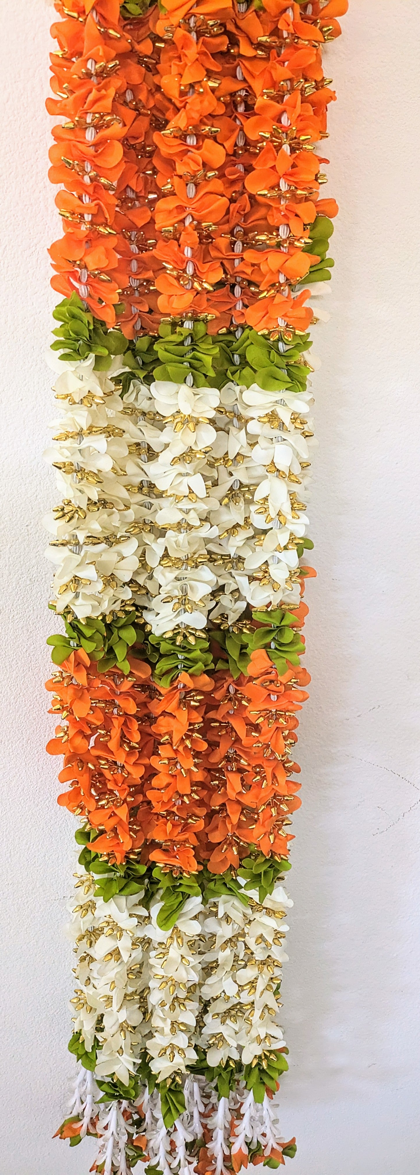 Fabric flower with gold flowers Garland hanging 5ft ( Pair )