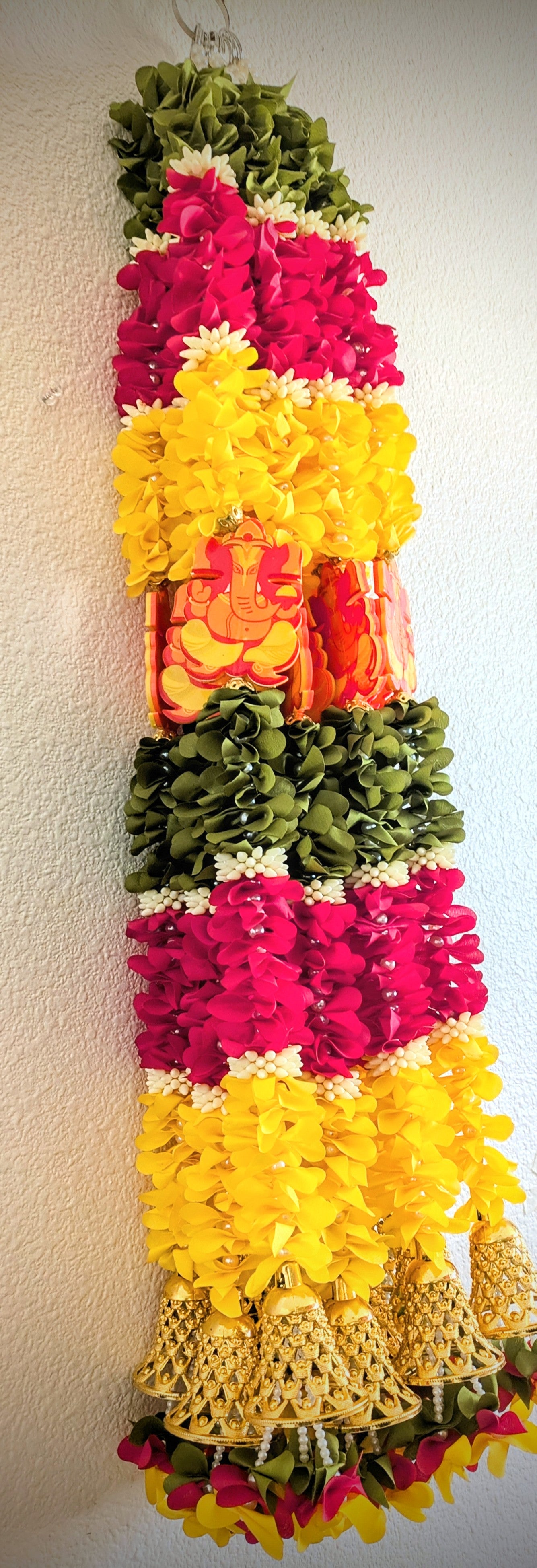 Ganesha Fabric Flower Hanging ( Pair )3 ft