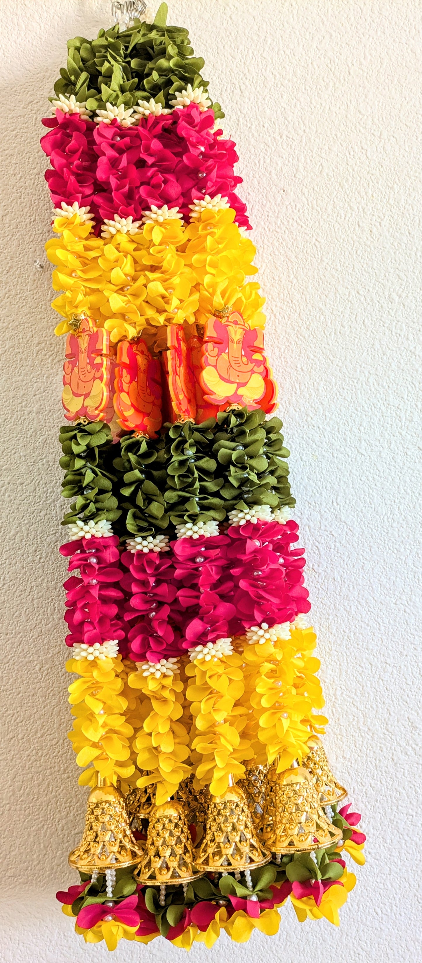 Ganesha Fabric Flower Hanging ( Pair )3 ft