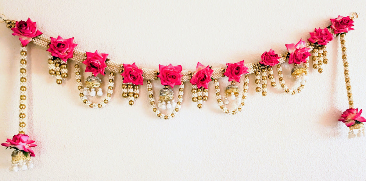 Pearl line Rose Toran with side hanging