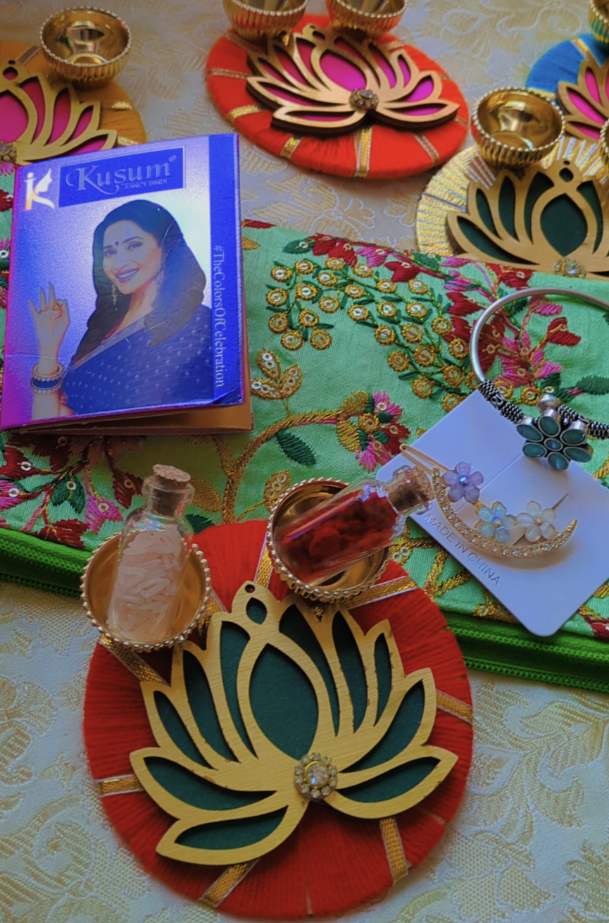 Lotus Kumkum Holder Thali