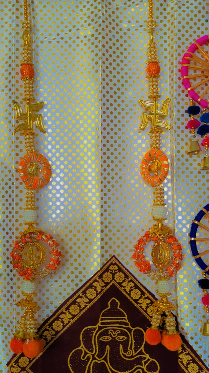 Golden balls swastika hanging