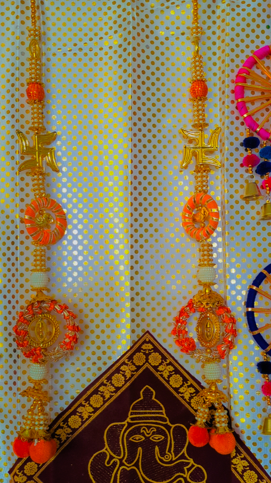 Golden balls swastika hanging