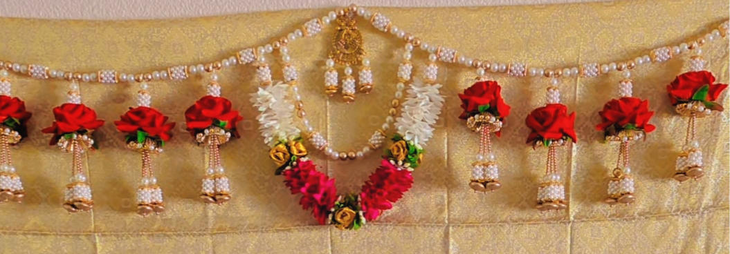 Rose and Fabric Pearl Toran