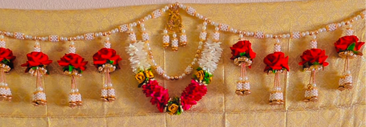 Rose and Fabric Pearl Toran