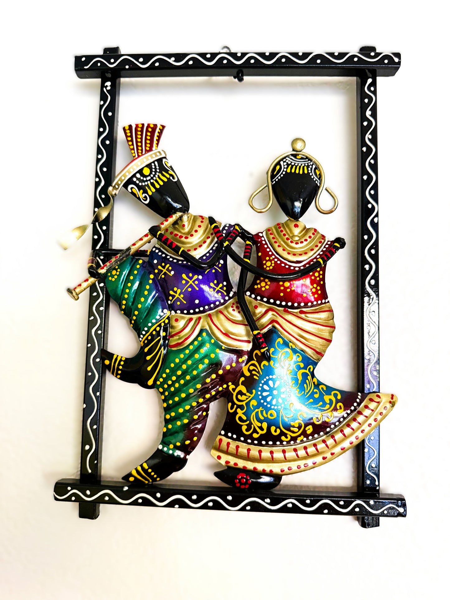 Radha Radha Krishna Frame| Hindu God Art | Divine Love Radha Krishna Frame - Handcrafted Wrought Iron Wall Art