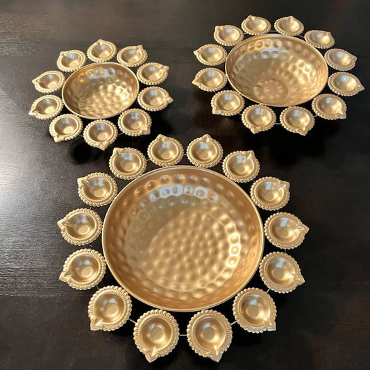 Urli Bowl Diya, Indian Wedding Diwali Decoration, Home Decor, Housewarming Entryway Console Table Decor, Return Gifts